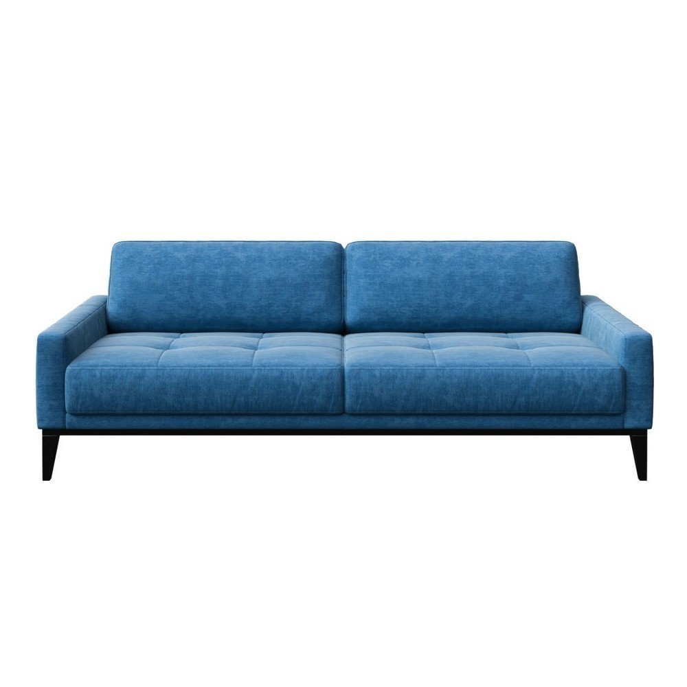 Modrá trojmístná pohovka s dřevěnými nohami MESONICA Musso Tufted v:995494