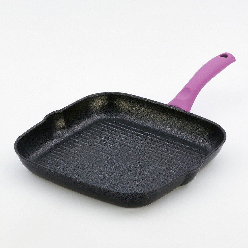 Grilovací pánev s fialovou rukojetí Bisetti Black Diamond, 28 x 28 cm v:823934