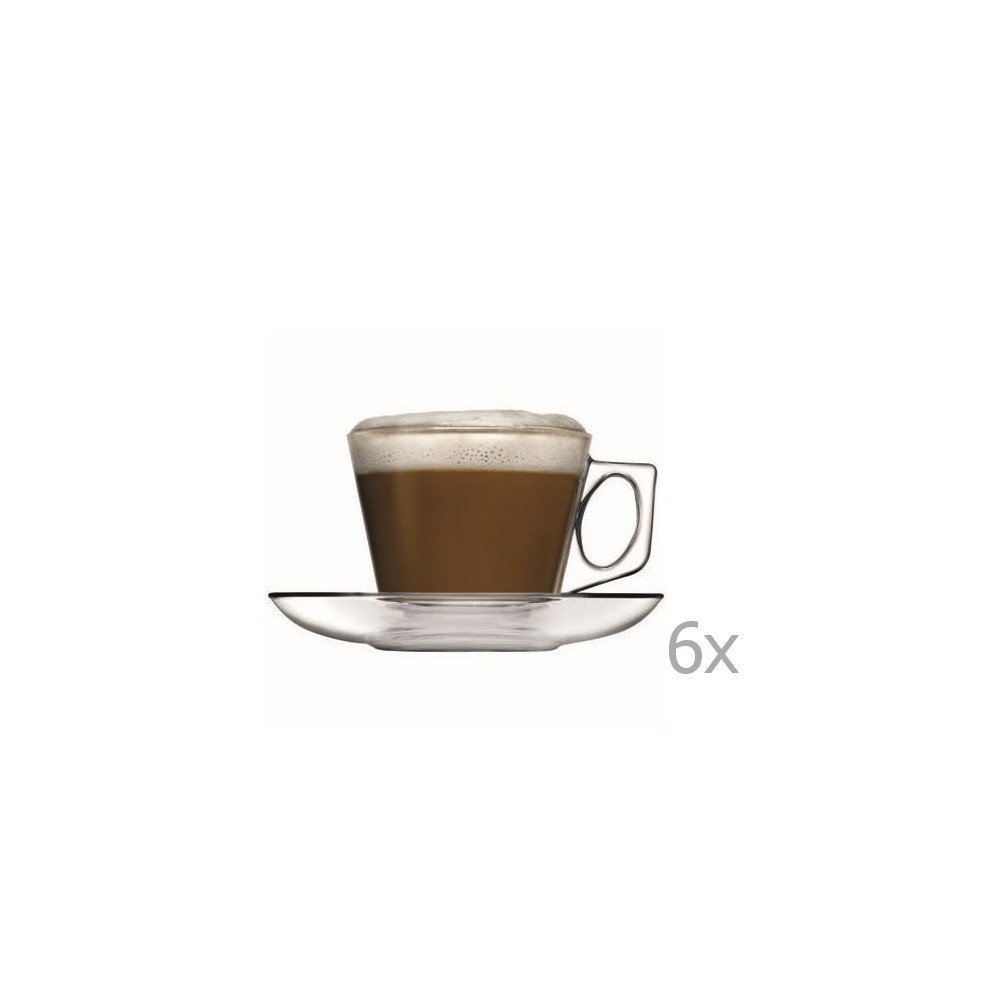 Sada 6 skleněných šálků s podšálkem Paşabahçe Coffee Time, 195 ml v:861444