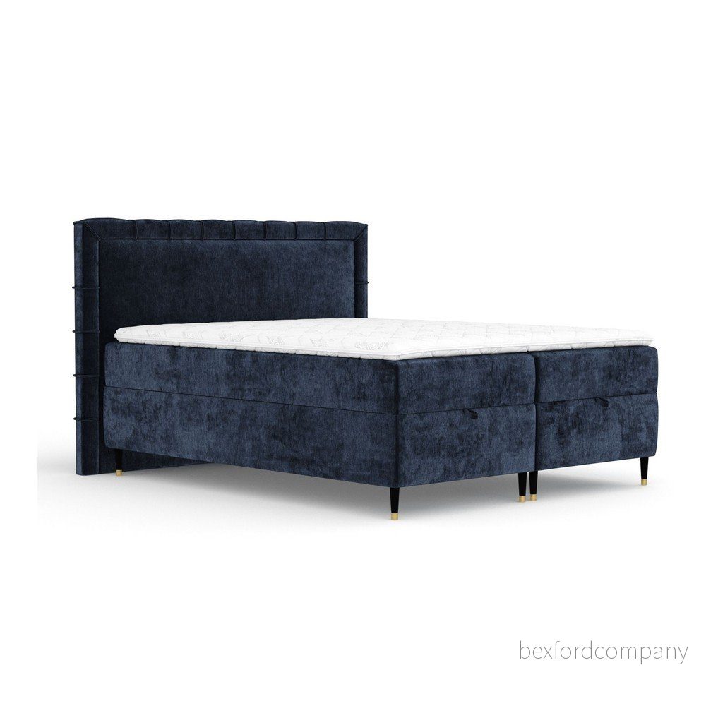 Tmavě modrá boxspring postel s úložným prostorem 200x200 cm Voyage – Maison de Rêve v:1712276