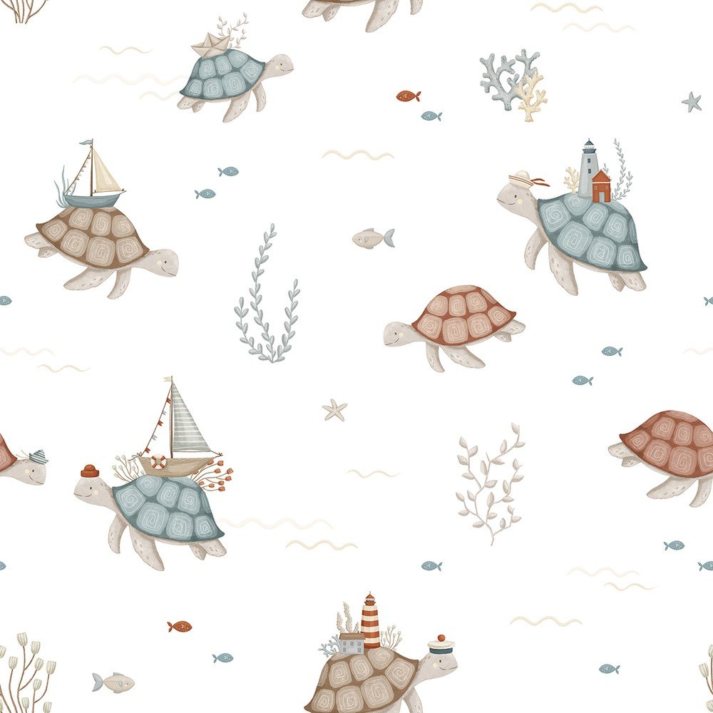 Dětská tapeta z netkané textilie 10 m x 50 cm Sea Turtles – Lilipinso v:1691984