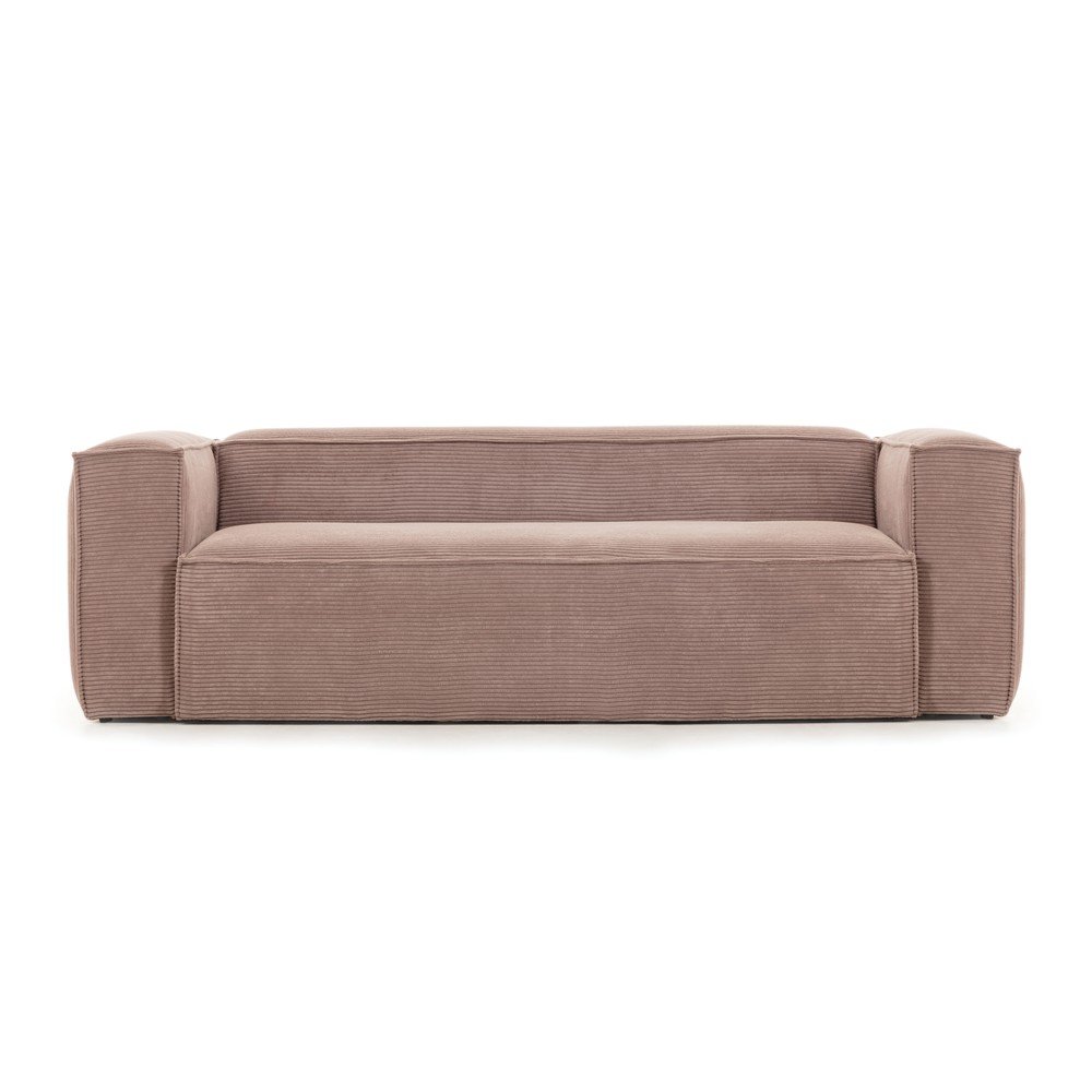 Růžová manšestrová pohovka Kave Home Blok, 240 cm v:1395195