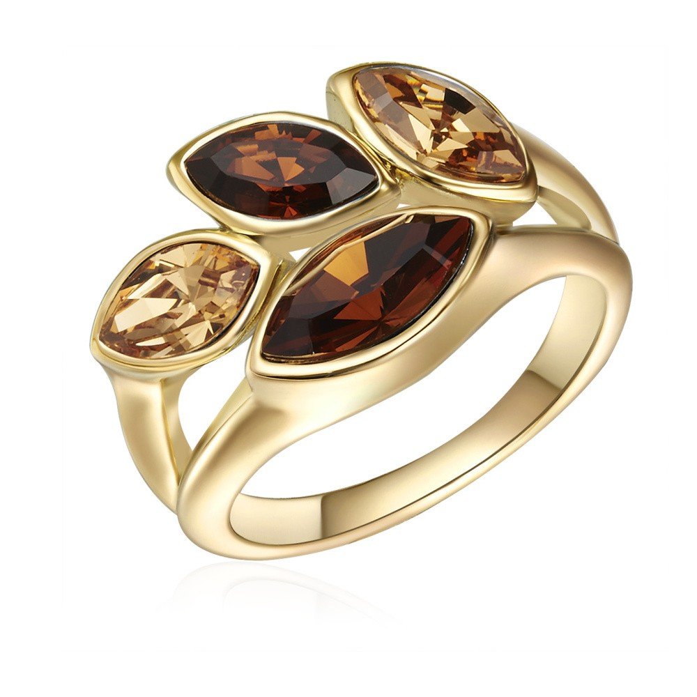 Prsten ve zlaté barvě s krystaly Swarovski Saint Francis Crystals Autumn Leaf, vel. 52 v:1251542