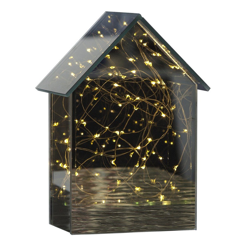 Skleněná LED dekorace Best Season Mirror House, výška 20 cm v:936104