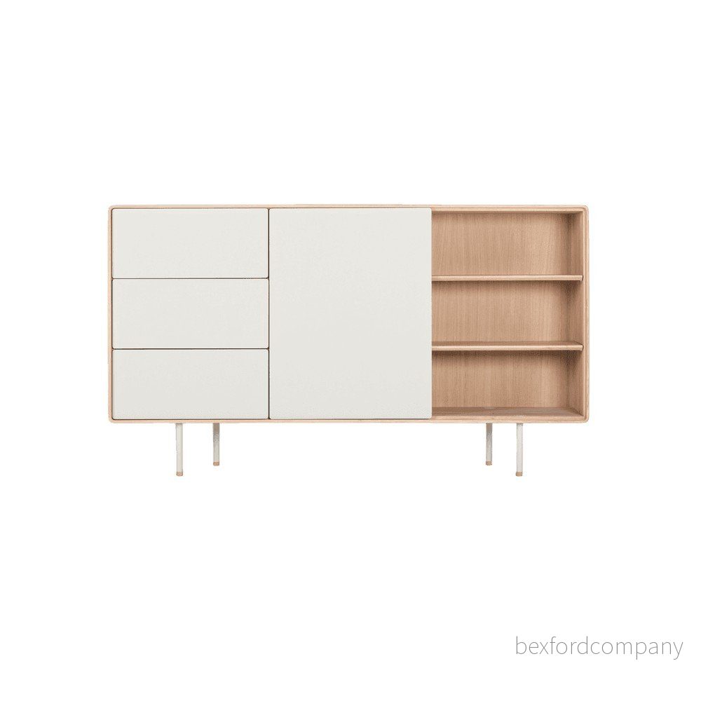Nízká komoda z dubového dřeva v bílo-přírodní barvě 176x100 cm Fina – Gazzda v:1356715