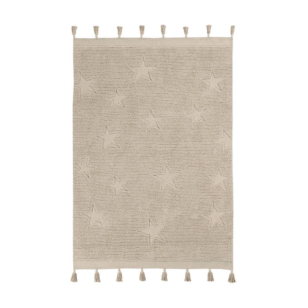 Béžový pratelný ručně tkaný bavlněný dětský koberec 120×175 cm Hippy Stars Natural – Lorena Canals v:1714616