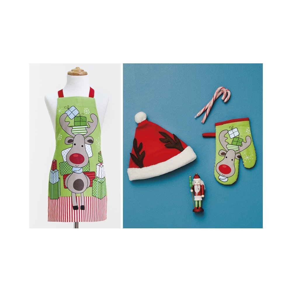 Dětská sada zástěry, čepice a kuchyňské rukavice Love From Santa v:707264