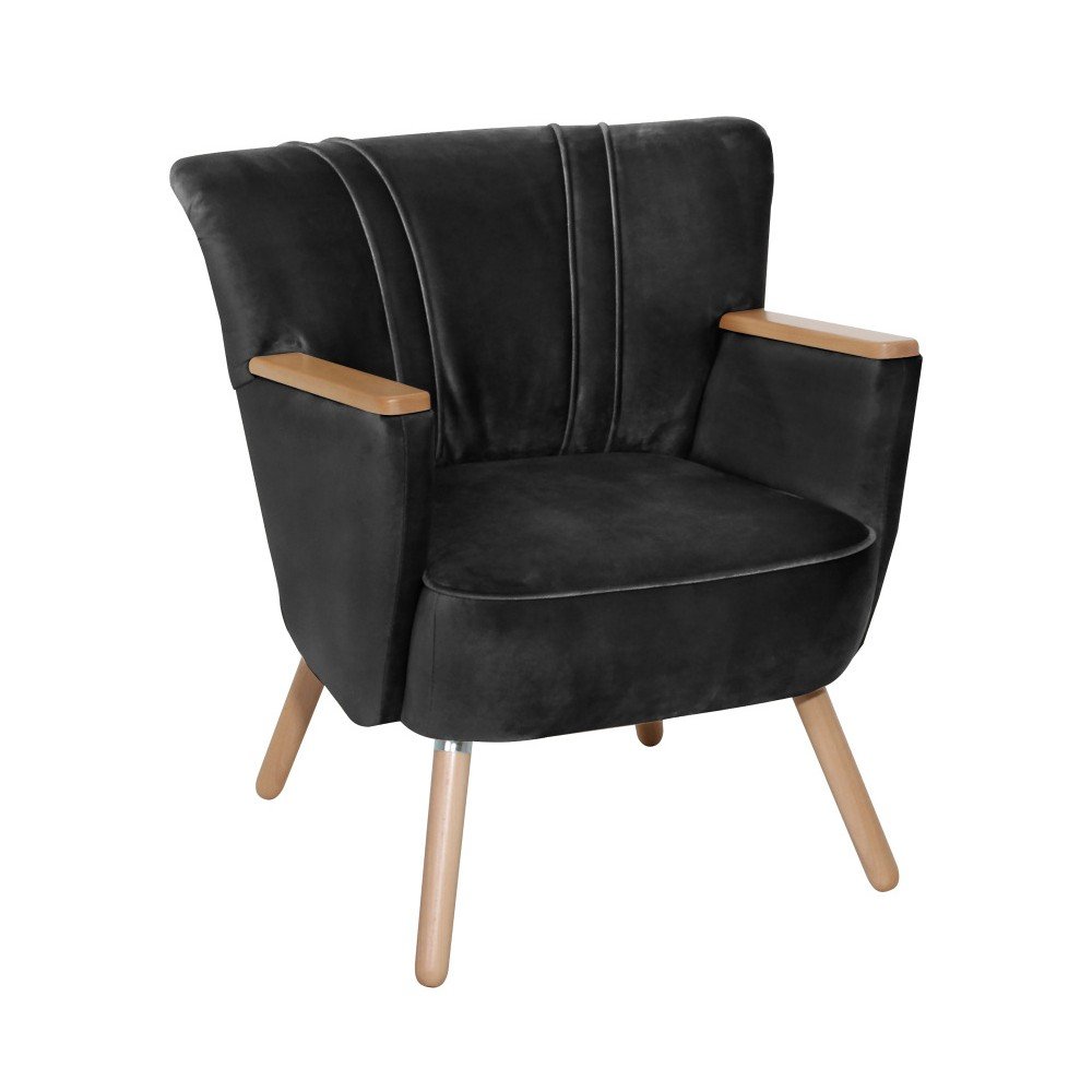 Černé křeslo Max Winzer Laurin Velvet v:904254