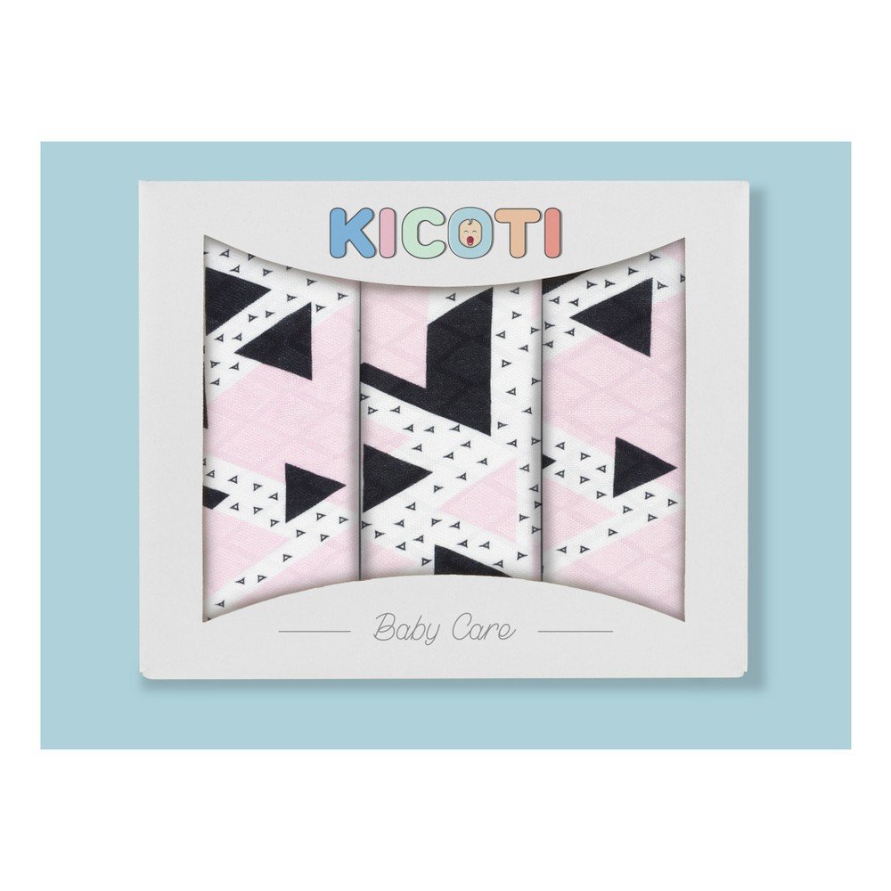 Sada 3 vzorovaných zavinovaček z bambusové viskózy KICOTI Pink Triangle, 75 x 75 cm v:1001218
