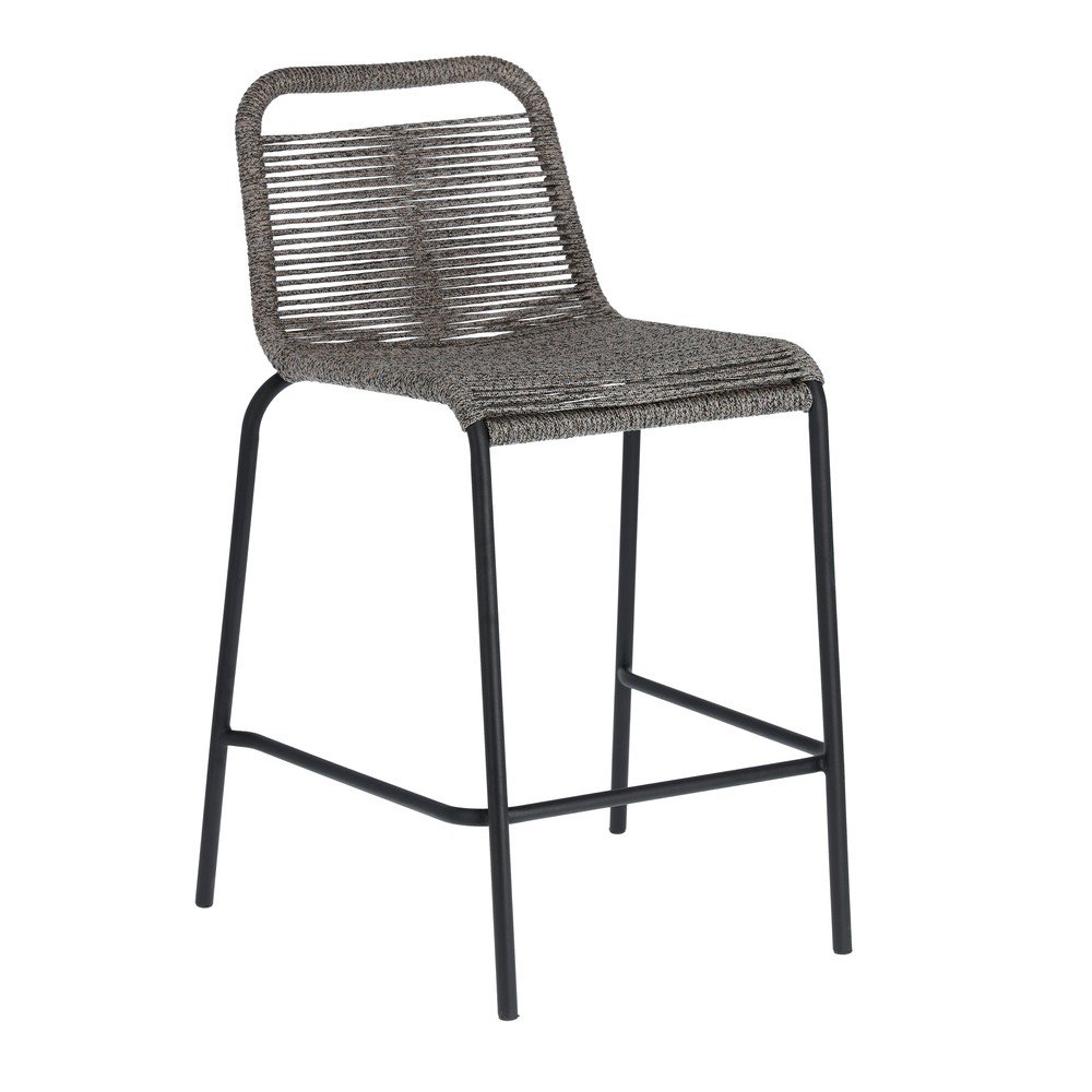 Šedá barová židle s ocelovou konstrukcí Kave Home Glenville, výška 62 cm v:1375599