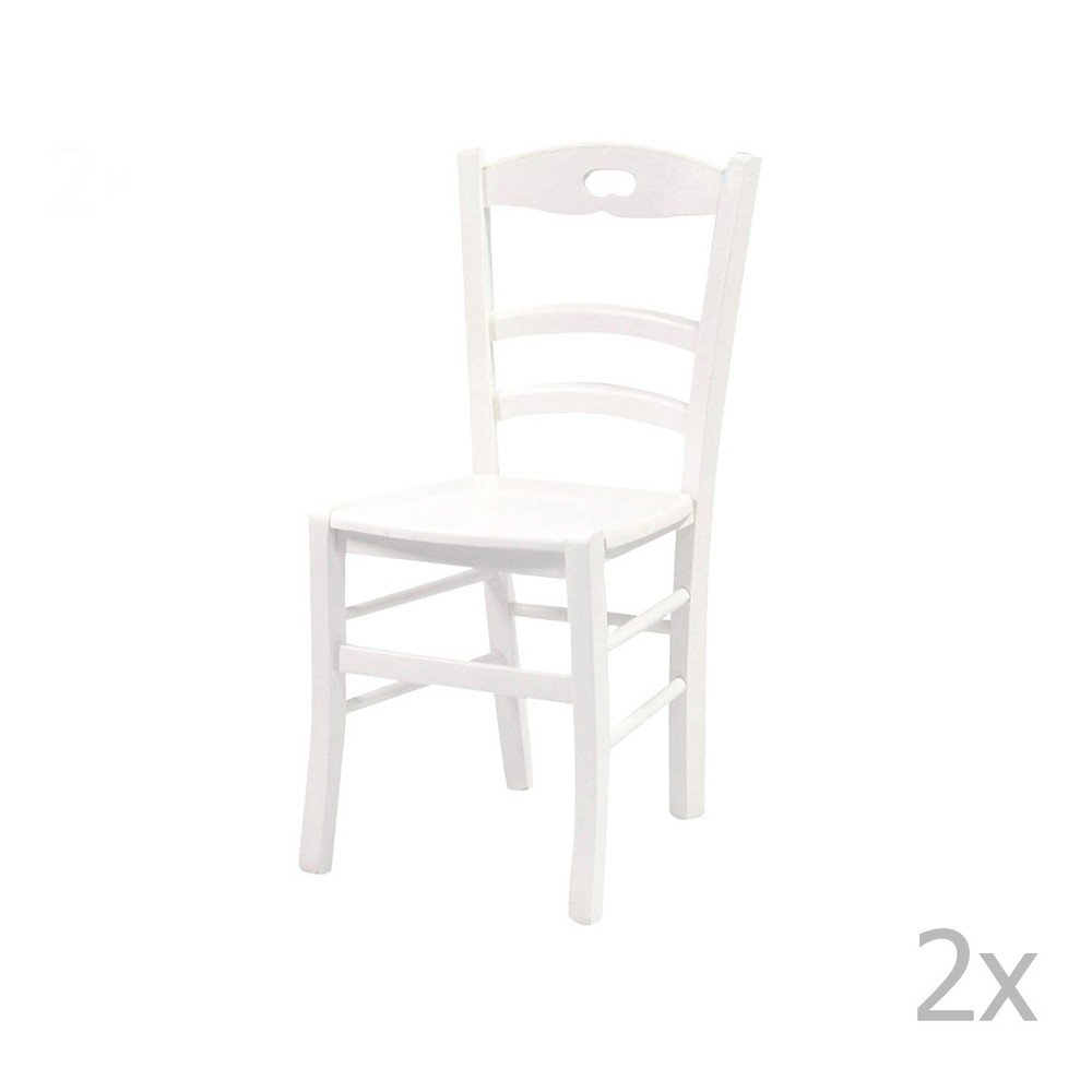 Sada 2 bílých židlí z masivního dřeva Evergreen House Wooden v:901124