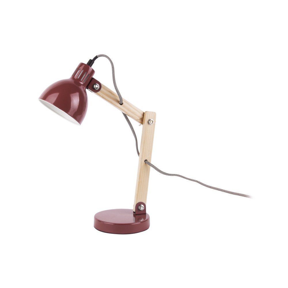 Červená stolní lampa s dřevěnými detaily Leitmotiv Ogle v:1178826