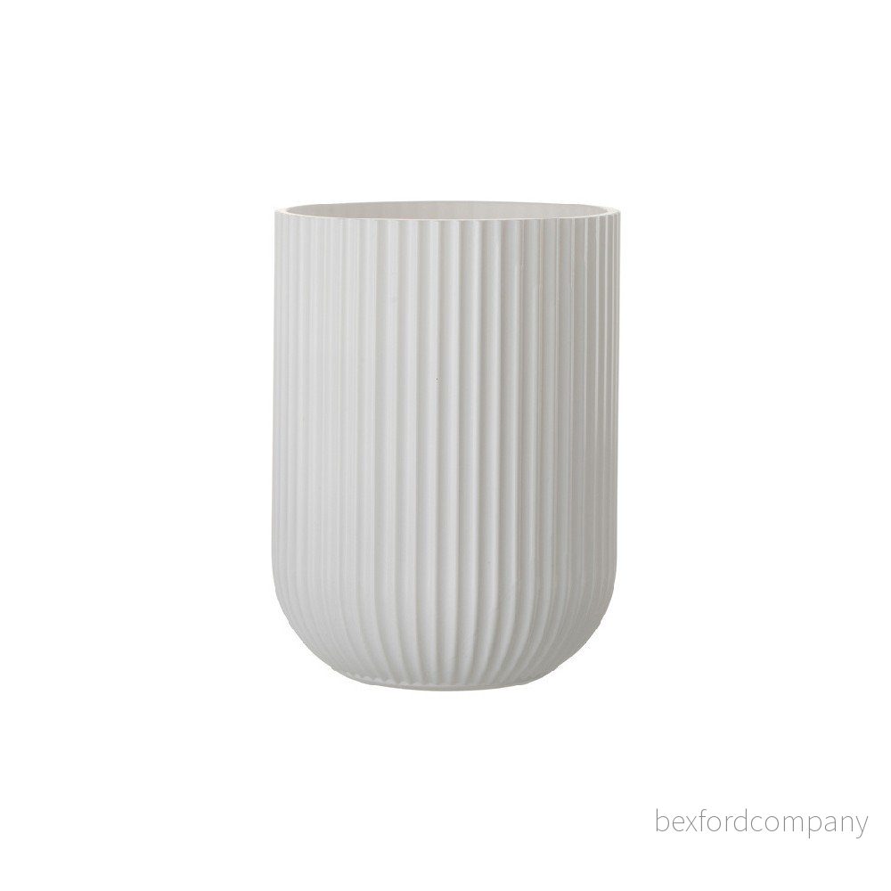 Bílá skleněná váza J-Line Ribbed, výška 23,5 cm v:1132734