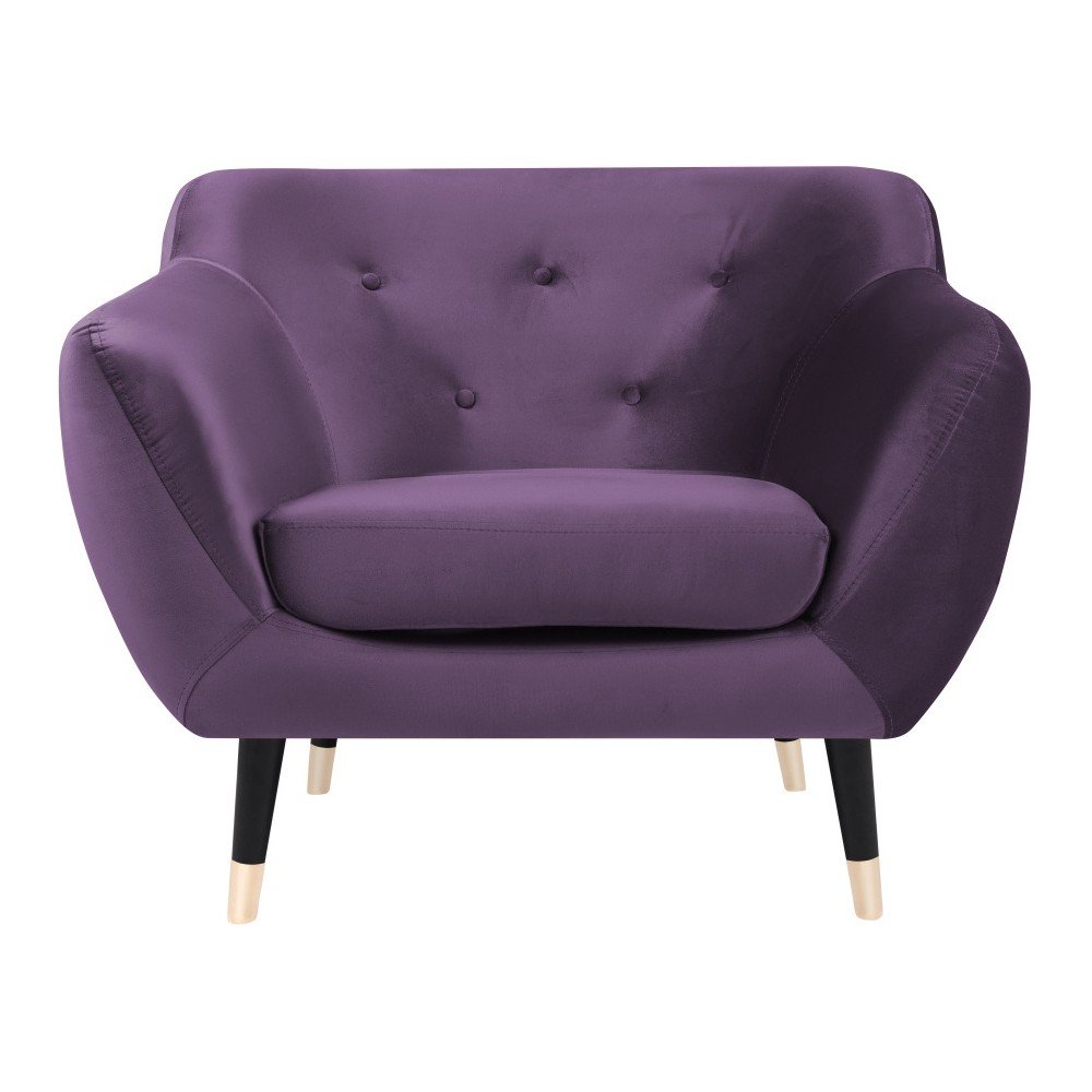 Fialové křeslo s černými nohami Mazzini Sofas Amelie v:983898