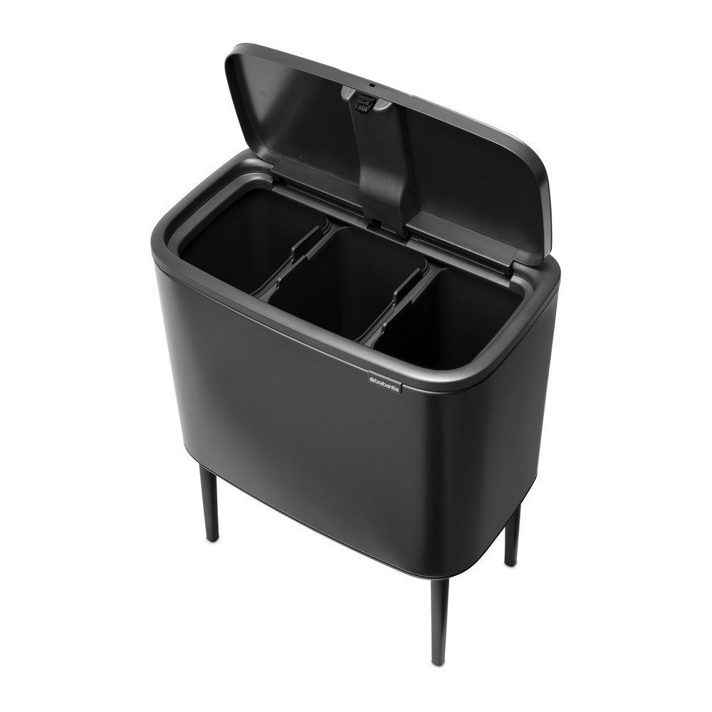 Tmavě šedý dotykový ocelový odpadkový koš na tříděný odpad 3x11 l Bo Touch Bin – Brabantia v:1696040