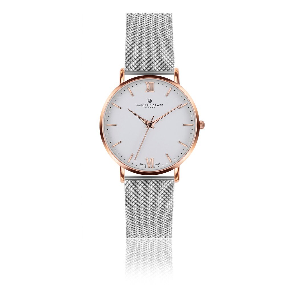 Unisex hodinky s páskem z nerezové oceli v růžovozlaté barvě Frederic Graff Dent v:1031502