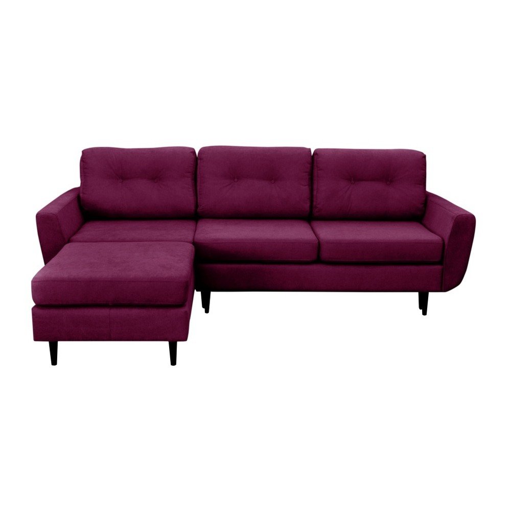 Fialová rozkládací pohovka s černými nohami Mazzini Sofas Hortensia, levý roh v:960140