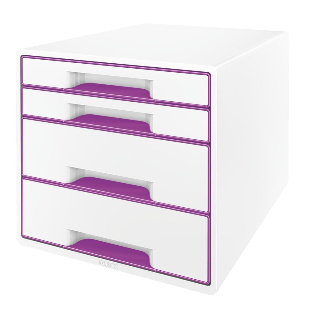 Bílo-fialový zásuvkový box Leitz WOW CUBE, 4 zásuvky v:1396855