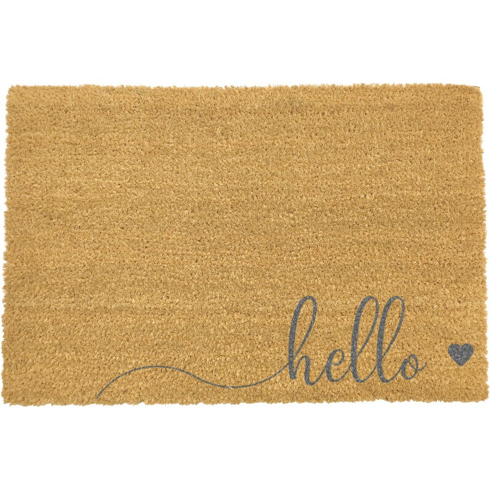 Šedá rohožka z přírodního kokosového vlákna Artsy Doormats Hello Scribble, 40 x 60 cm v:1329638