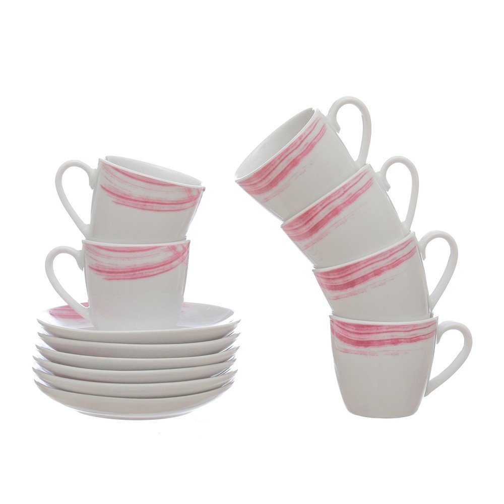 Sada 6 porcelánových hrnků na kávu s podšálky Kasanova Raily Red v:1203138