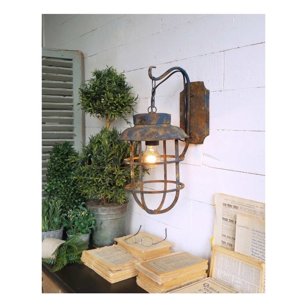 Nástěnná kovová svítilna Orchidea Milano Rusty Blue v:907508