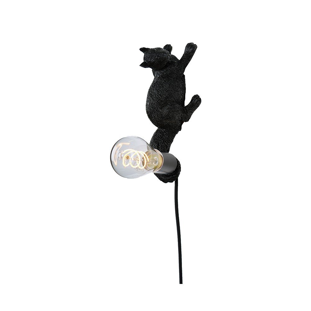 Černé nástěnné svítidlo Globen Lighting Squirrel Puff v:1214896