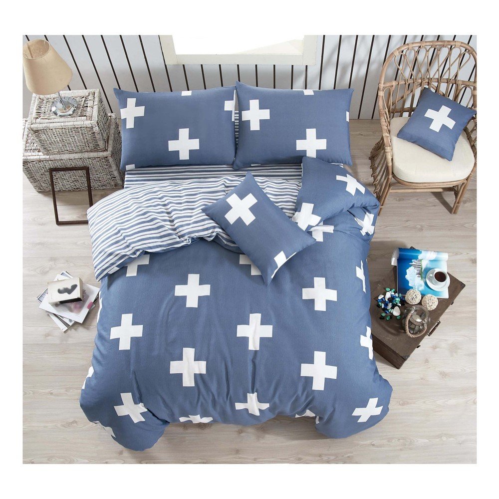 Set povlečení s prostěradlem na dvoulůžko Cross, 200 x 220 cm v:1012732