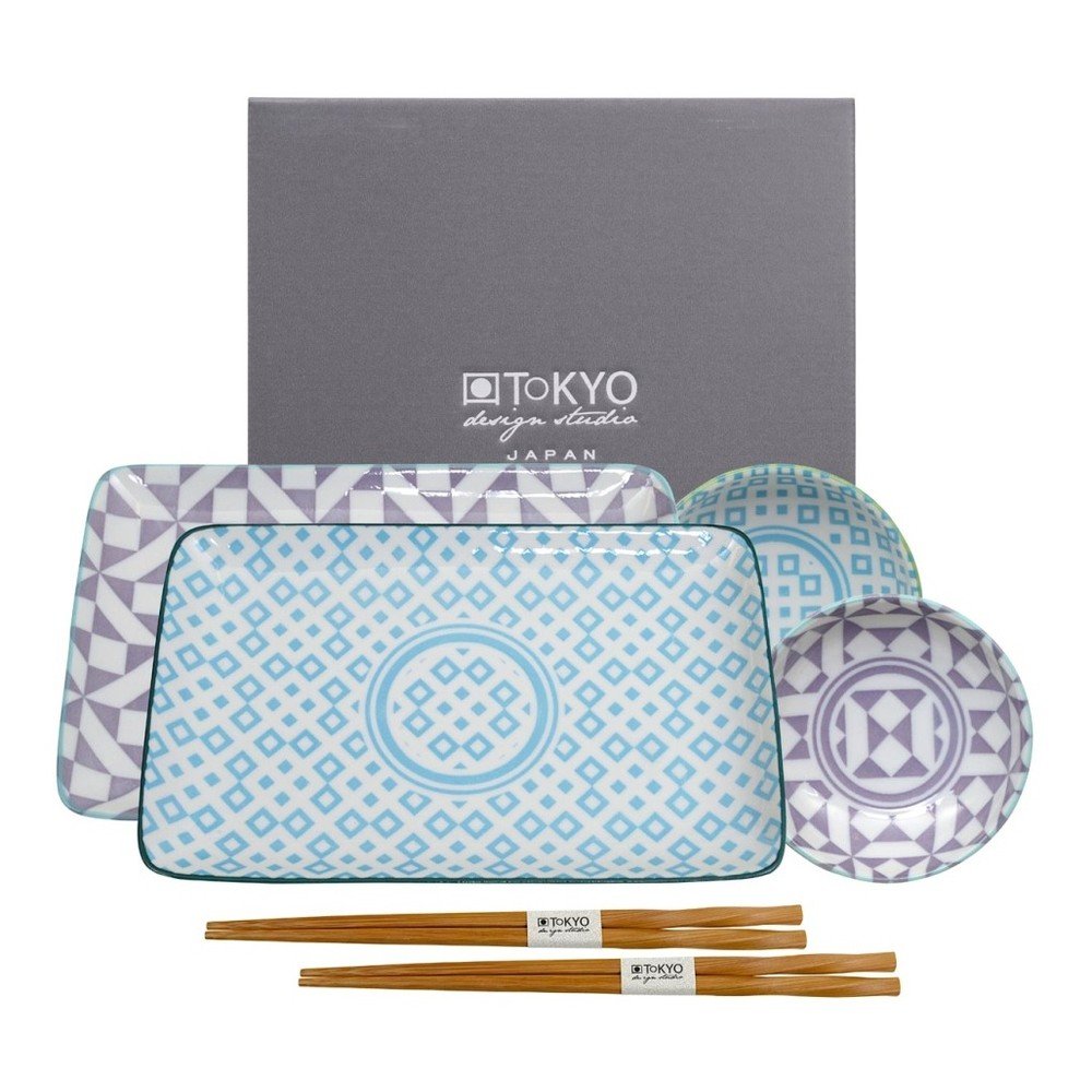 6dílný modro-fialový set Tokyo Design Studio Geo Eclectic v:748404