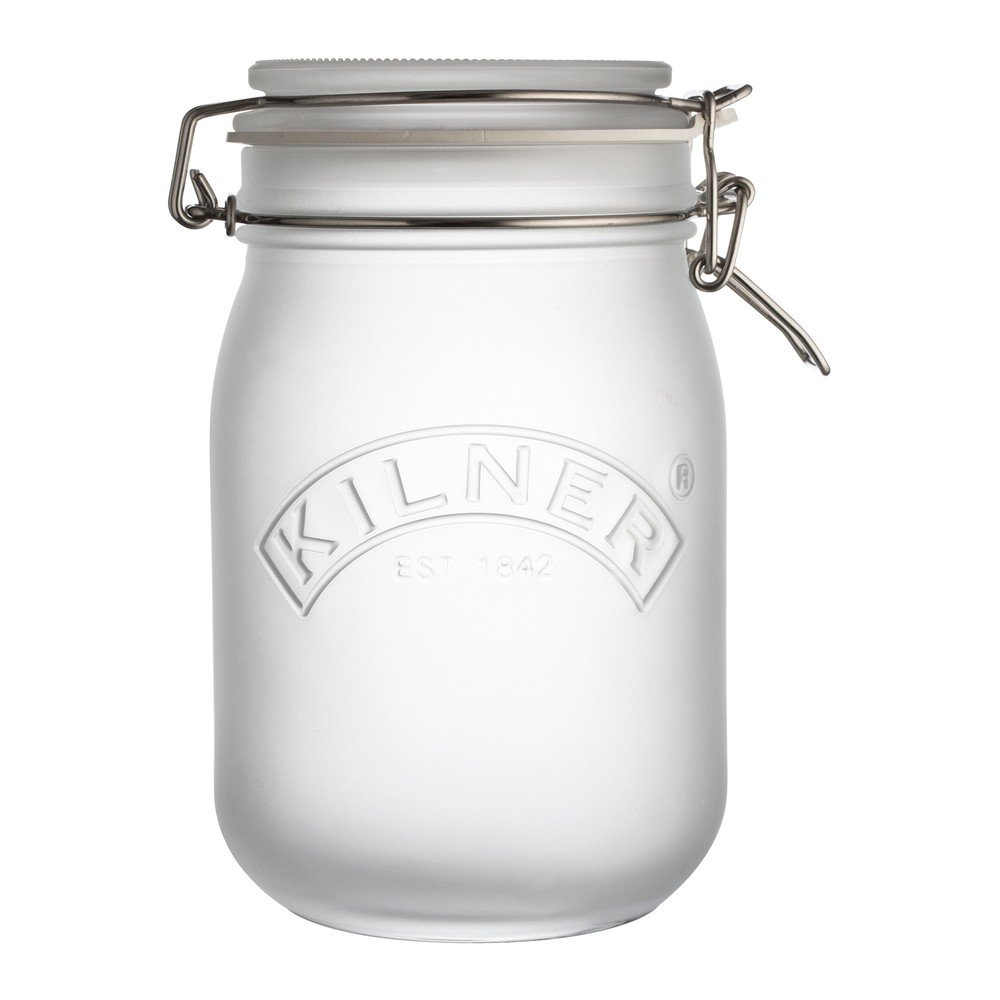 Mléčně bílá sklenice s klipem Kilner, 1 l v:1057074