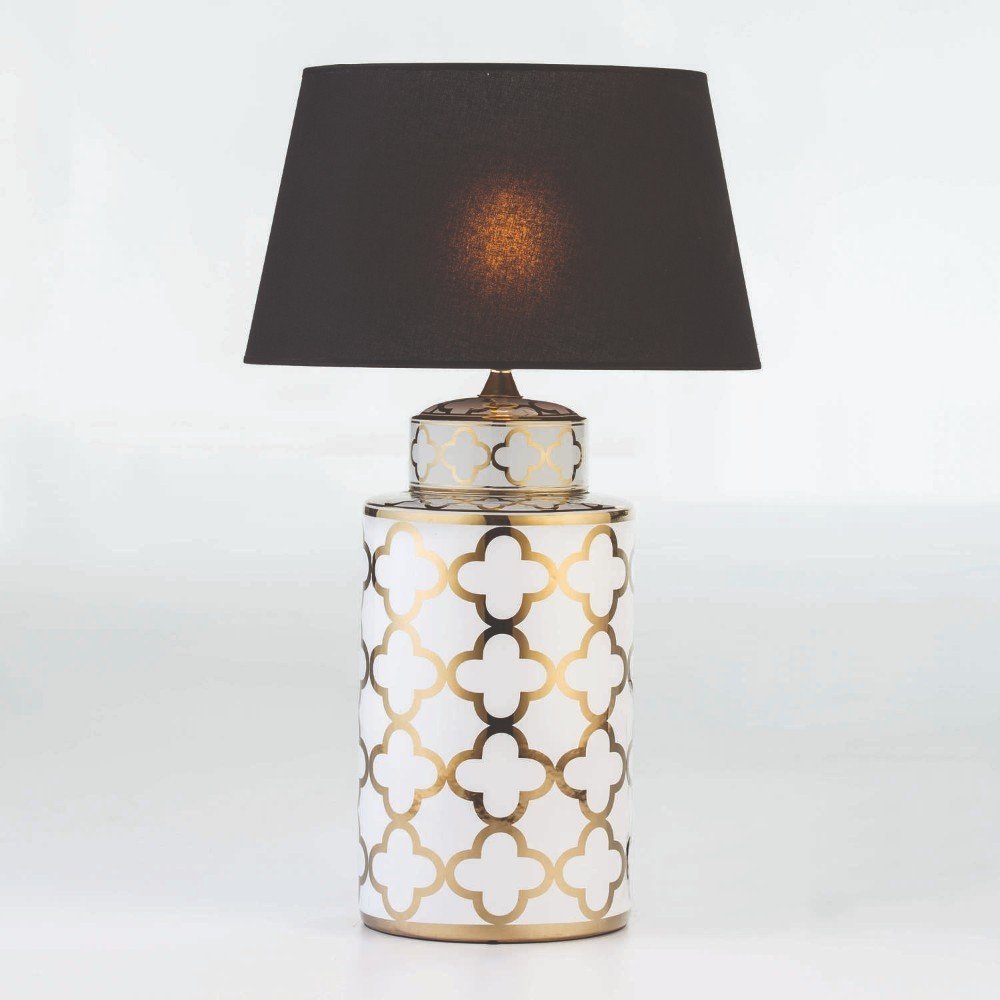 Keramická stolní lampa se vzorem ve zlaté barvě bez stínidla Thai Natura, výška 51 cm v:1085460