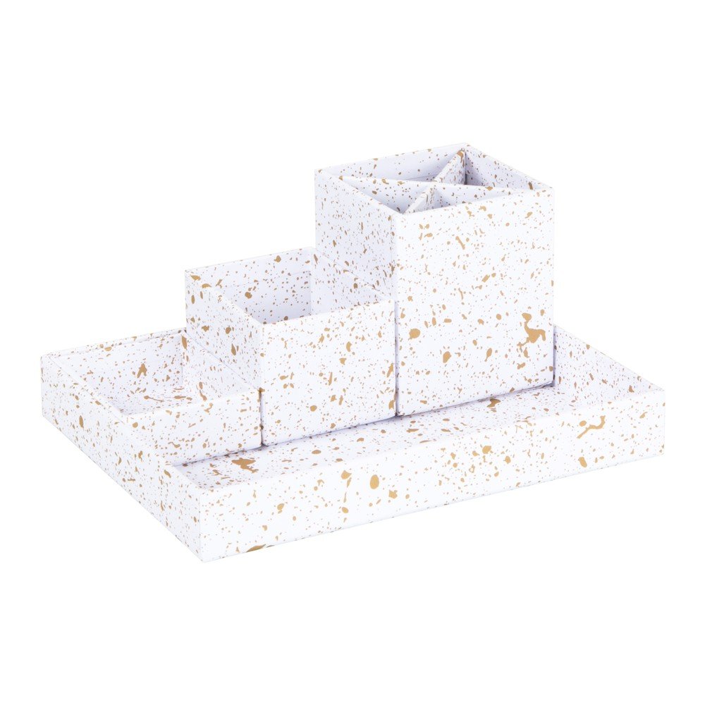 4dílný stolní organizér ve zlato-bílé barvě Bigso Box of Sweden Lena v:1413217