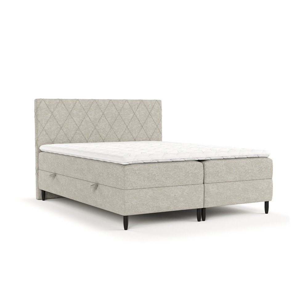 Šedobéžová boxspring postel s úložným prostorem 140x200 cm Gwen – Maison de Rêve v:1662354