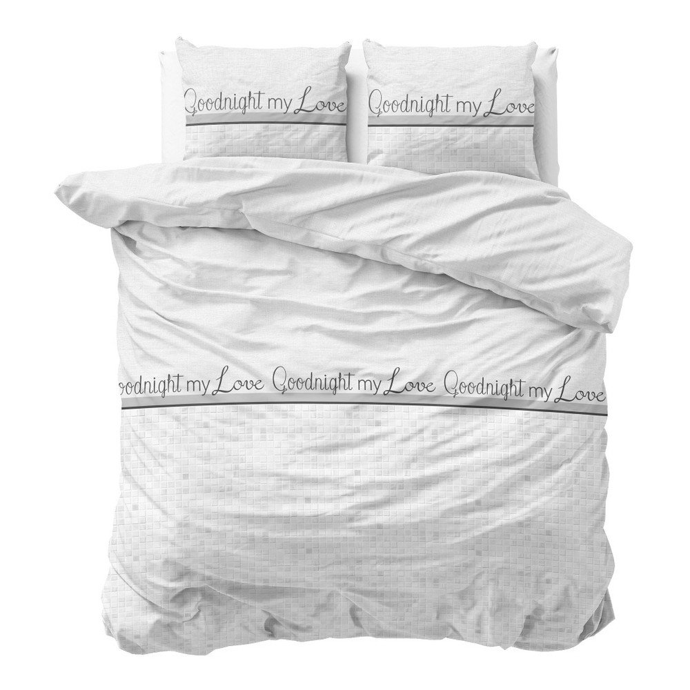 Bílé povlečení z bavlny Sleeptime Goodnight my Love, 200 x 220 cm v:938632