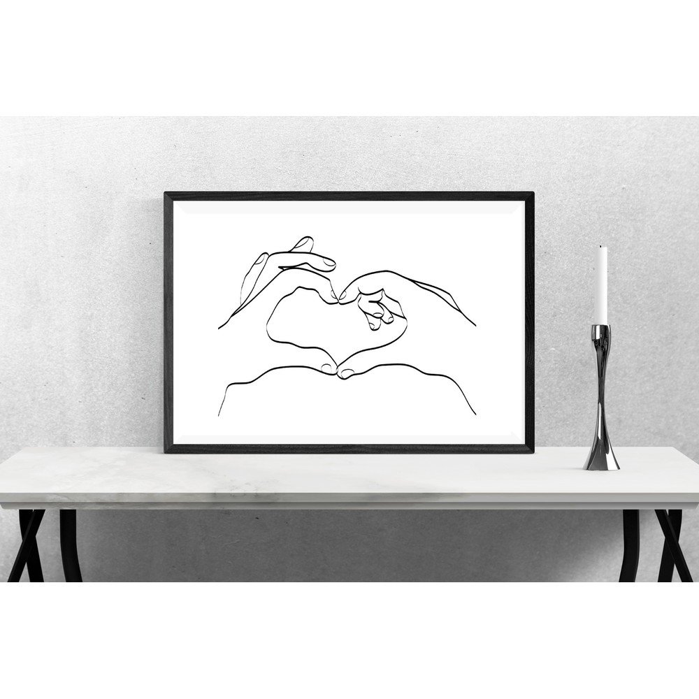 Plakát Blue-Shaker Line Drawing Love Hand Sign, 30 x 40 cm v:1322344