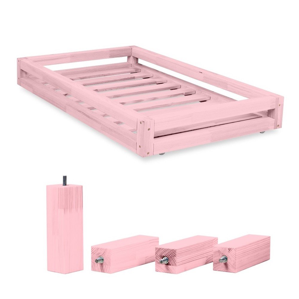 Set růžové zásuvky pod postel a 4 prodloužených nohou Benlemi, pro postel 90 x 160 cm v:1118326