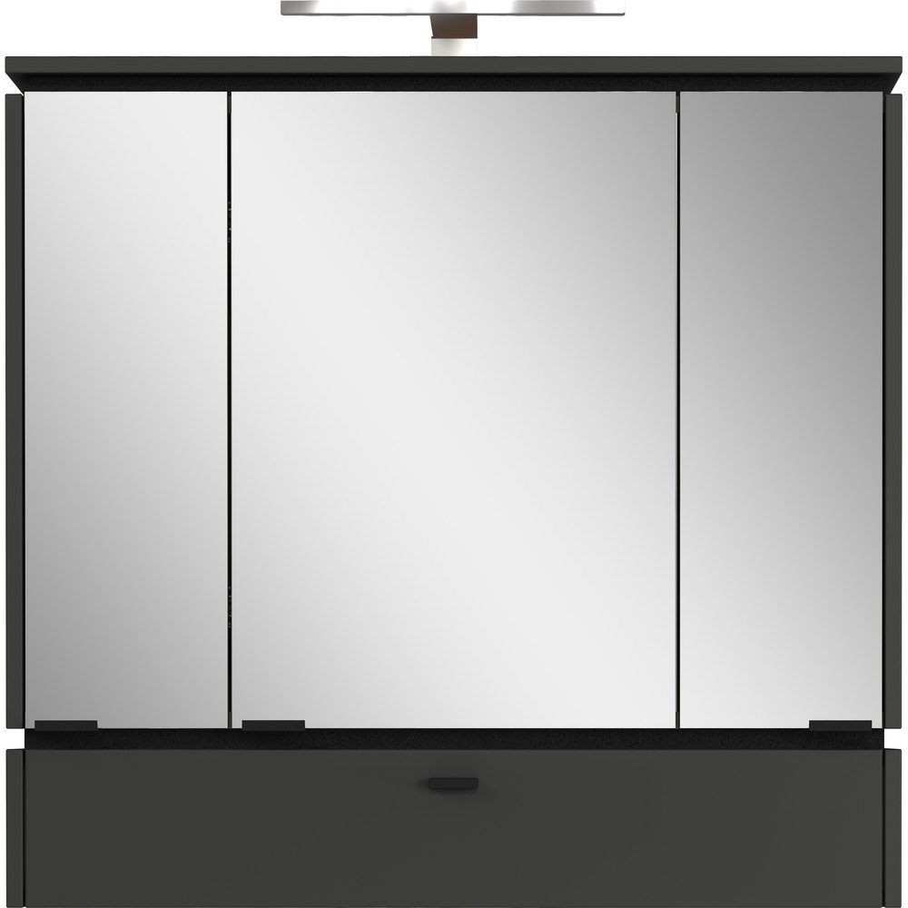 Antracitová koupelnová skříňka se zrcadlem a osvětlením 79×80 cm Modesto – Germania v:1561114