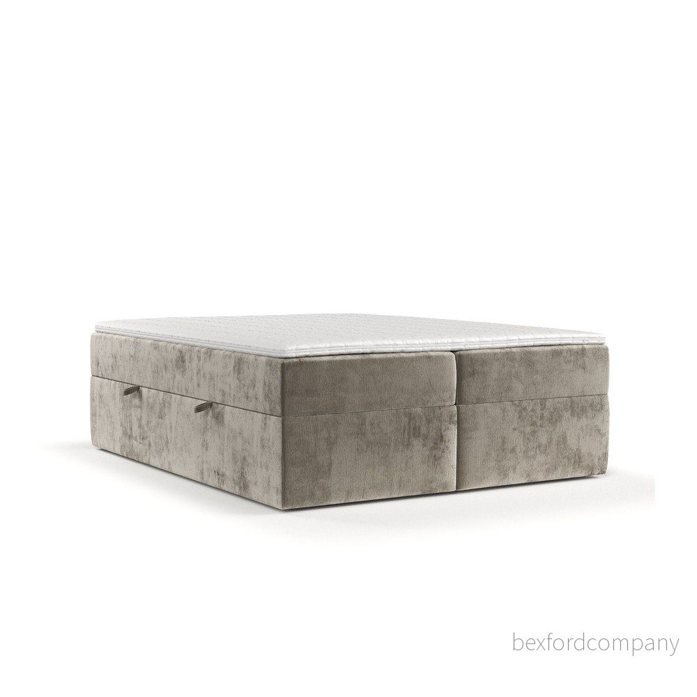 Světle hnědá boxspring postel s úložným prostorem 200x200 cm Yoko – Maison de Rêve v:1662180