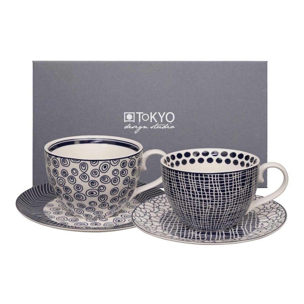 Sada 2 hrnků s podšálkem Tokyo Design Studio Cappuccino Bubble/Net v:748296