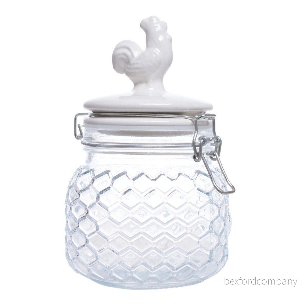 Skleněná dóza s keramickým víčkem Ewax Honeycomb, výška 19 cm v:1000862
