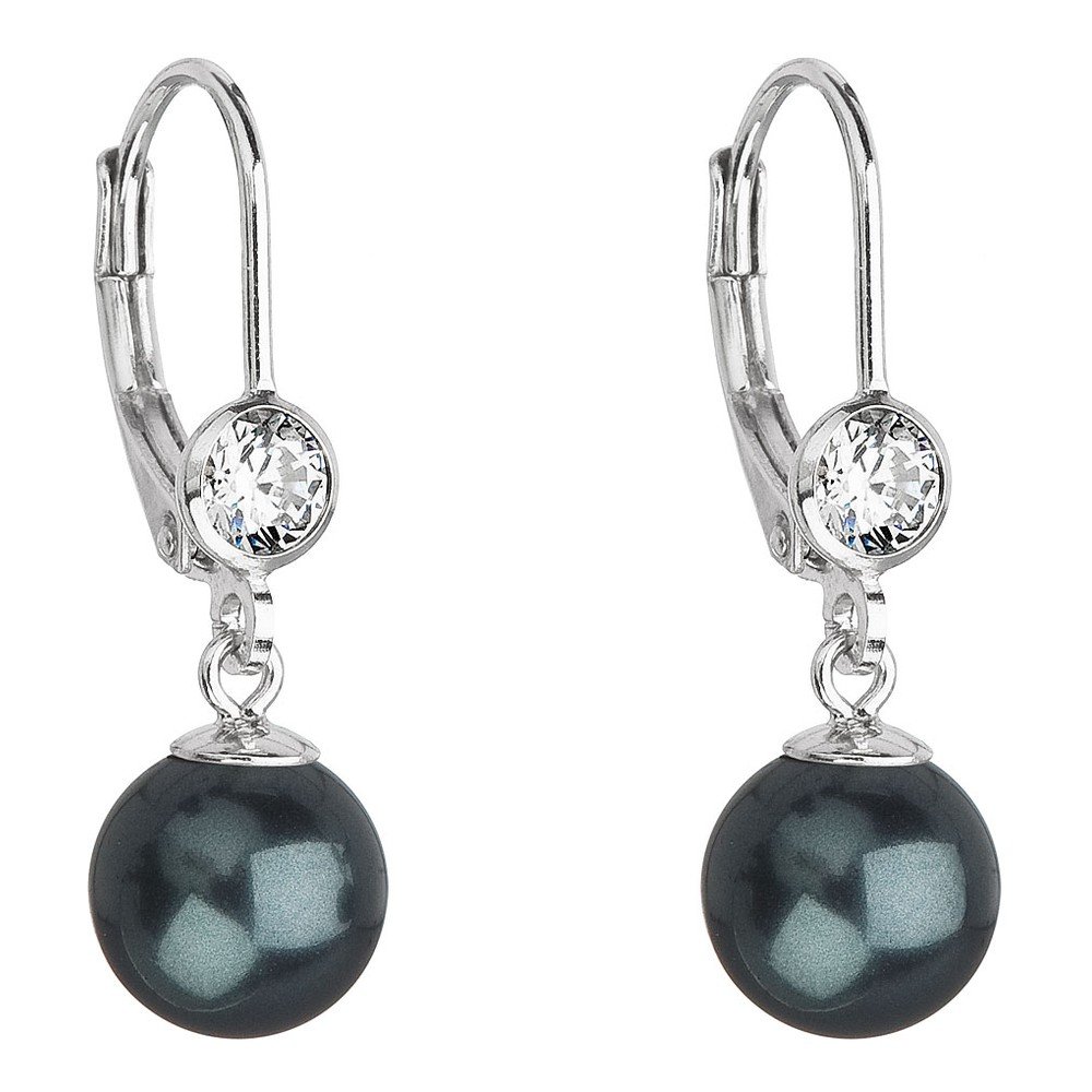 Tmavě zelené náušnice ze stříbra se Swarovski krystaly Je Veux Pearl Lanto, ⌀ 5 mm v:1152448