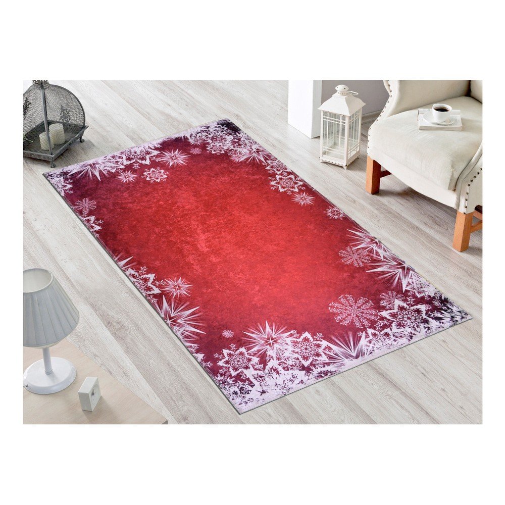 Červeno-bílý koberec Vitaus Snowflakes, 80 x 120 cm v:1151056