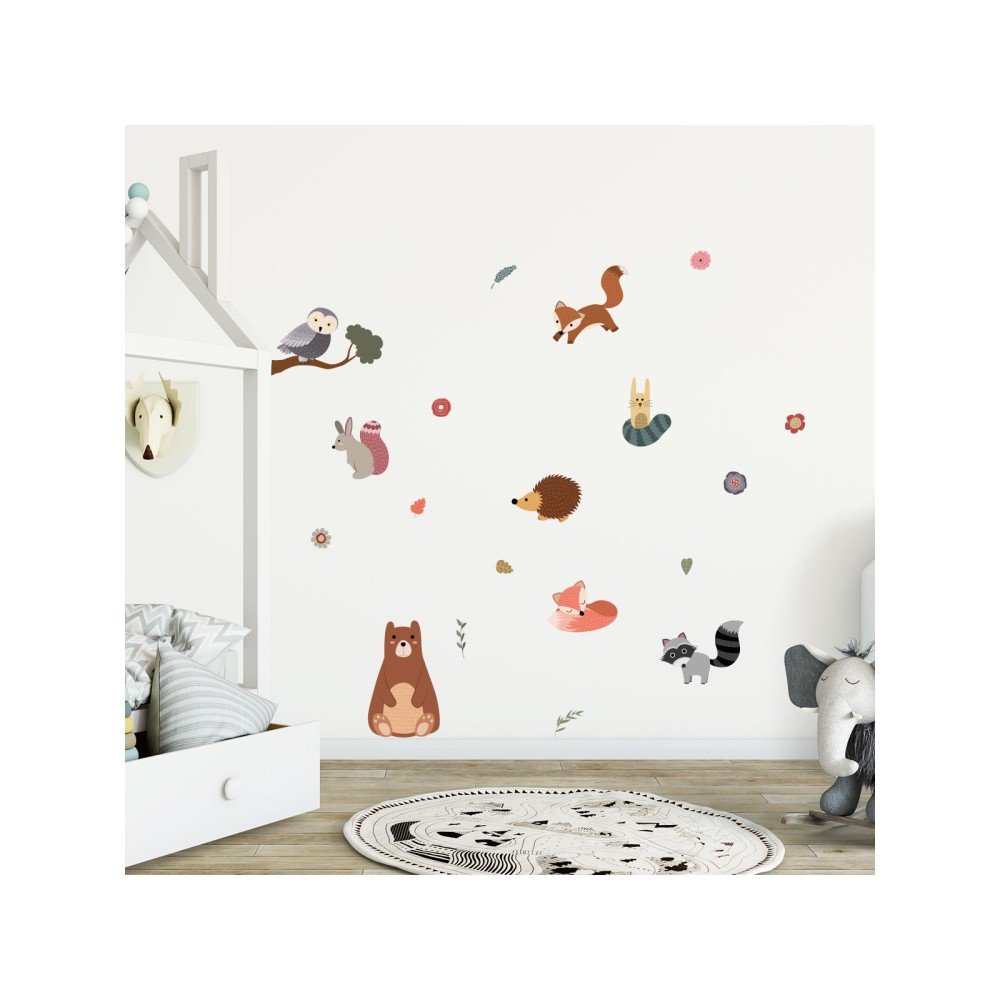 Sada nástěnných dětských samolepek Ambiance Scandinavian Animals Bear and his Friends v:1181572