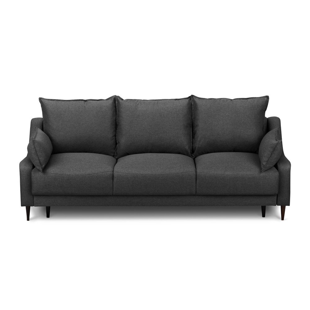 Tmavě šedá rozkládací pohovka s úložným prostorem Mazzini Sofas Ancolie, 215 cm v:1202182