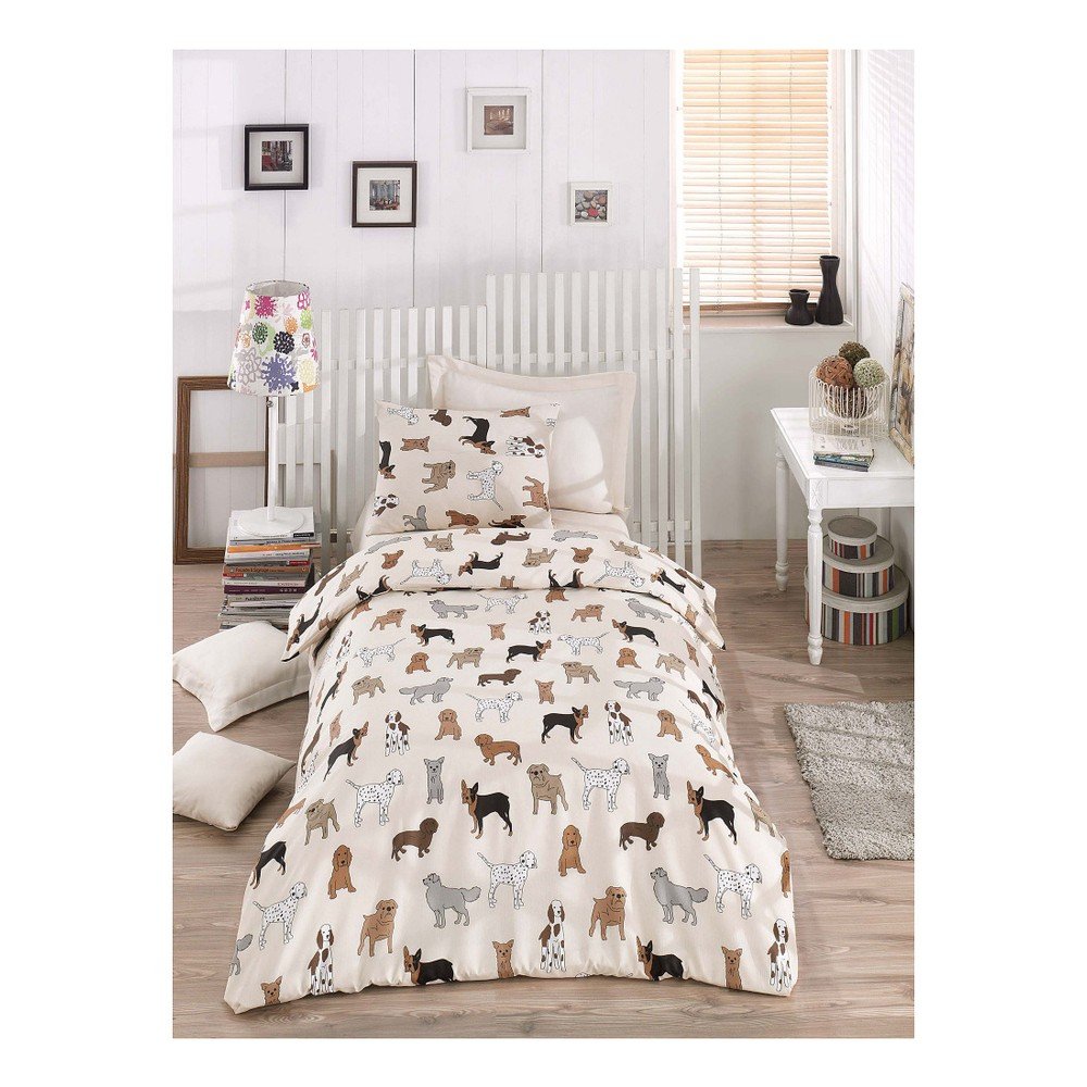 Povlečení s prostěradlem na jednolůžko Dogs Pack, 160 x 220 cm v:1115008