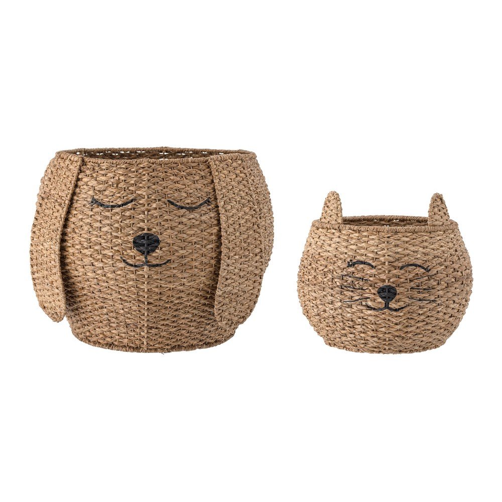 Dětské koše na hračky z proutí v přírodní barvě v sadě 2 ks ø 46x43 cm Milus – Bloomingville Mini v:1626090