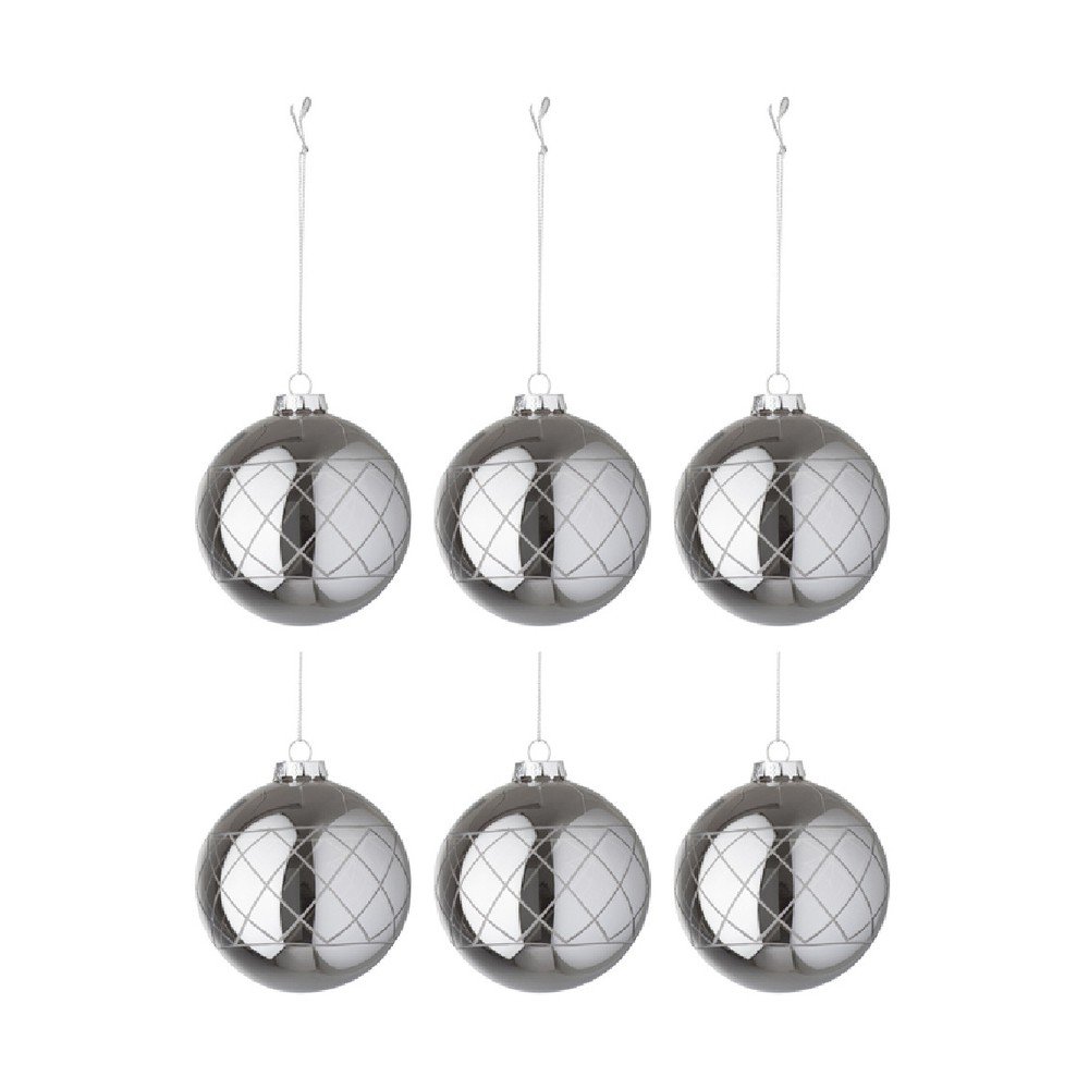 Sada 6 skleněných vánočních baněk J-Line Pearlgray, ⌀ 8 cm v:1153428