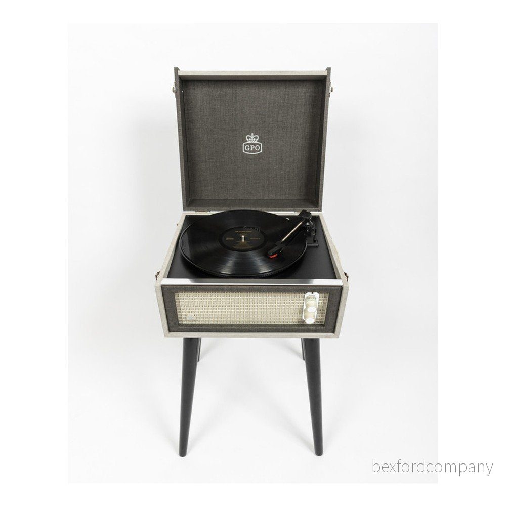Šedý gramofon na nohách GPO Bermuda Grey v:1203940