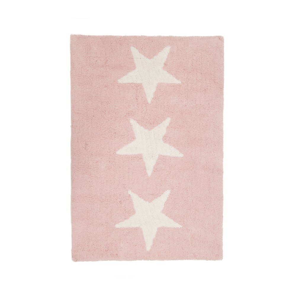 Růžový bavlněný koberec Happy Decor Kids Three Stars, 80 x 120 cm v:852120