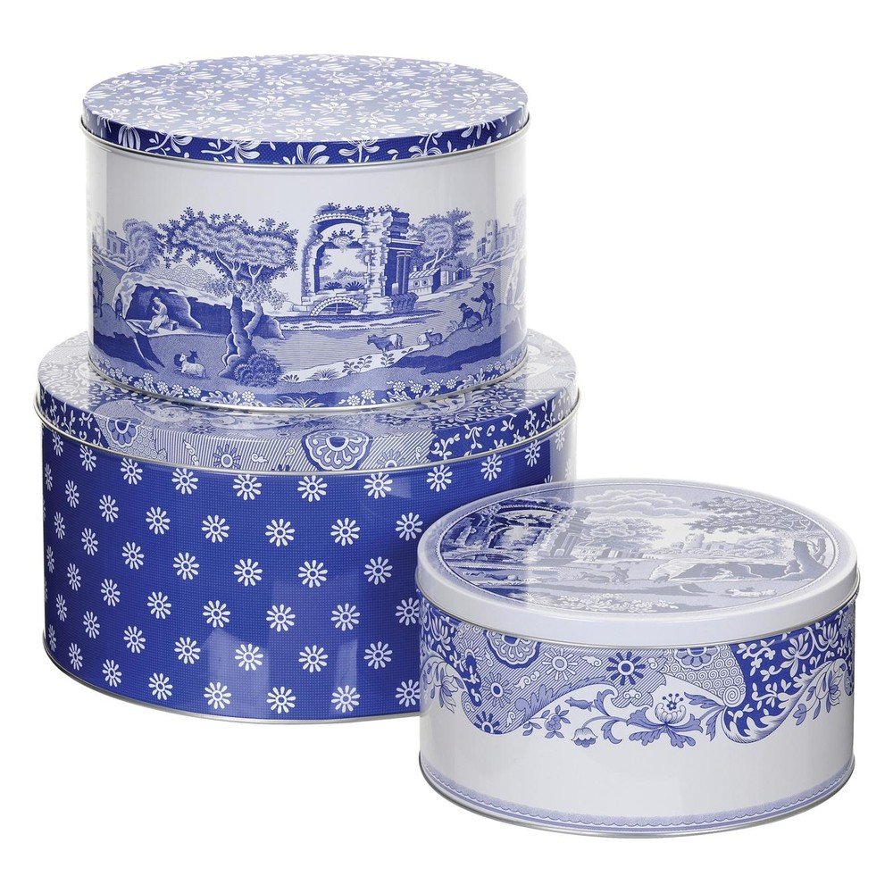 Sada 3 bílomodrých plechových dóz Spode Blue Italian v:1206864