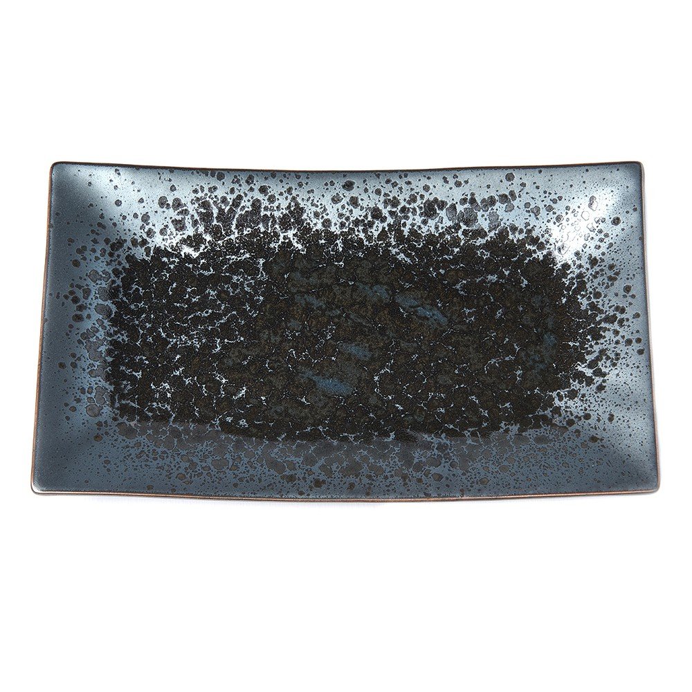 Černo-šedý keramický servírovací talíř MIJ Pearl, 33 x 19 cm v:1348001